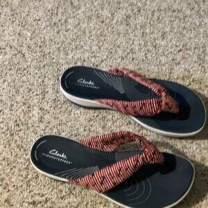 Clarks Women's Red‎ and Black Cloudsteppers Sandals
